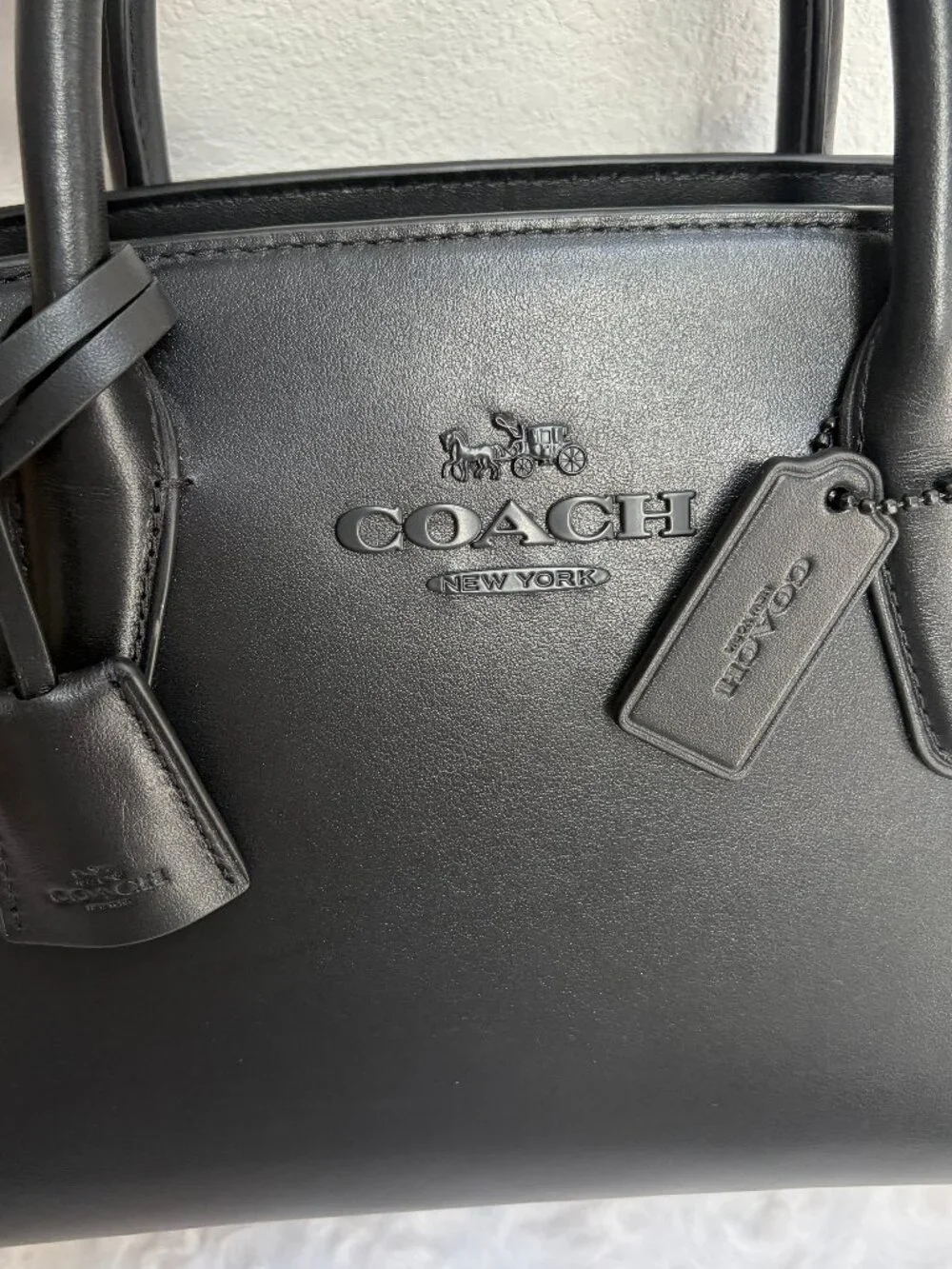 NWOT COACH Andrea Carryall Bag - Smooth Black Napa Leather - CP081 - MSRP $428